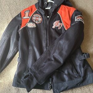Black and Orange 3 in 1 Motorcycle Jacket